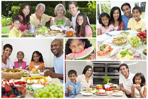 multigenerational families eating together